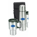 4-Piece Stainless Steel Travel Mug Set with Carry Bag